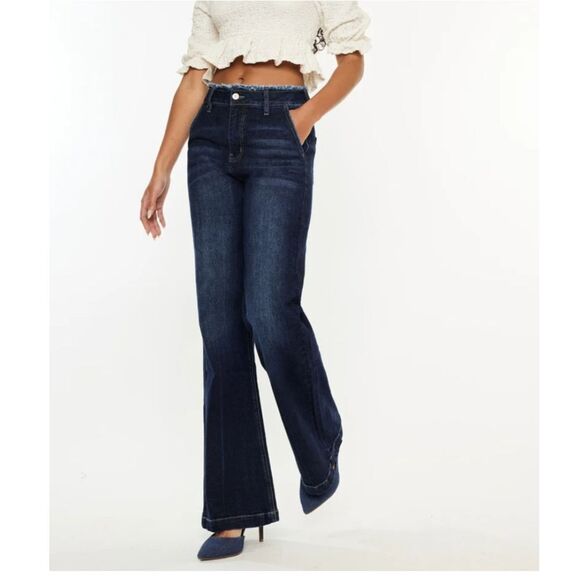 KanCan Makayla Ultra High Rise Flare Jeans Dark Wash Size 7 - Picture 4 of 9